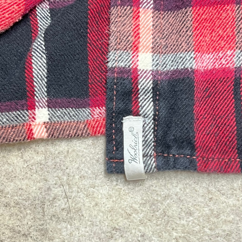 Gorpcore Woolrich Red Black Plaid Flannel Button Down Shirt Cotton Womens XXL B1 - Picture 3 of 7